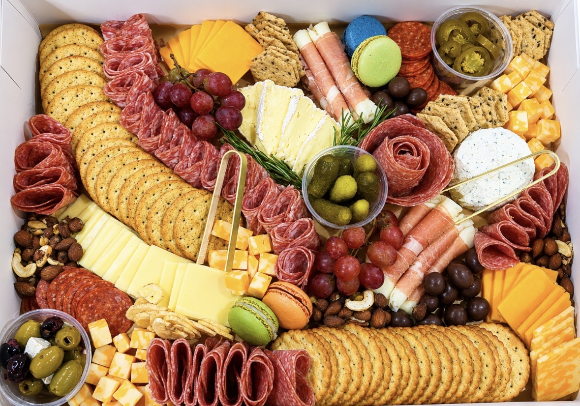Colorful grazing table with pineapple and fresh fruit